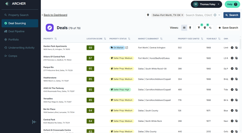 Deal Sourcing - 4 - List View with Location Score