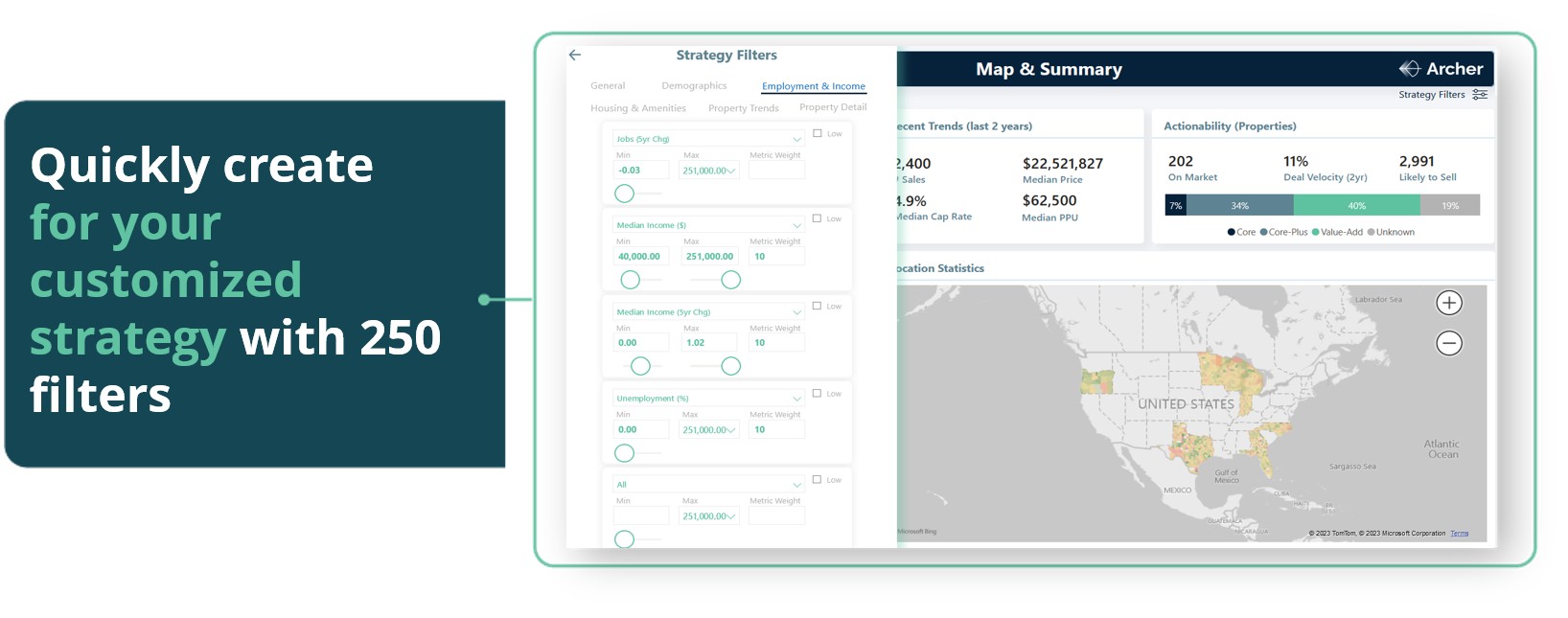 Quickly ceate for your customized strategy with 250 filters