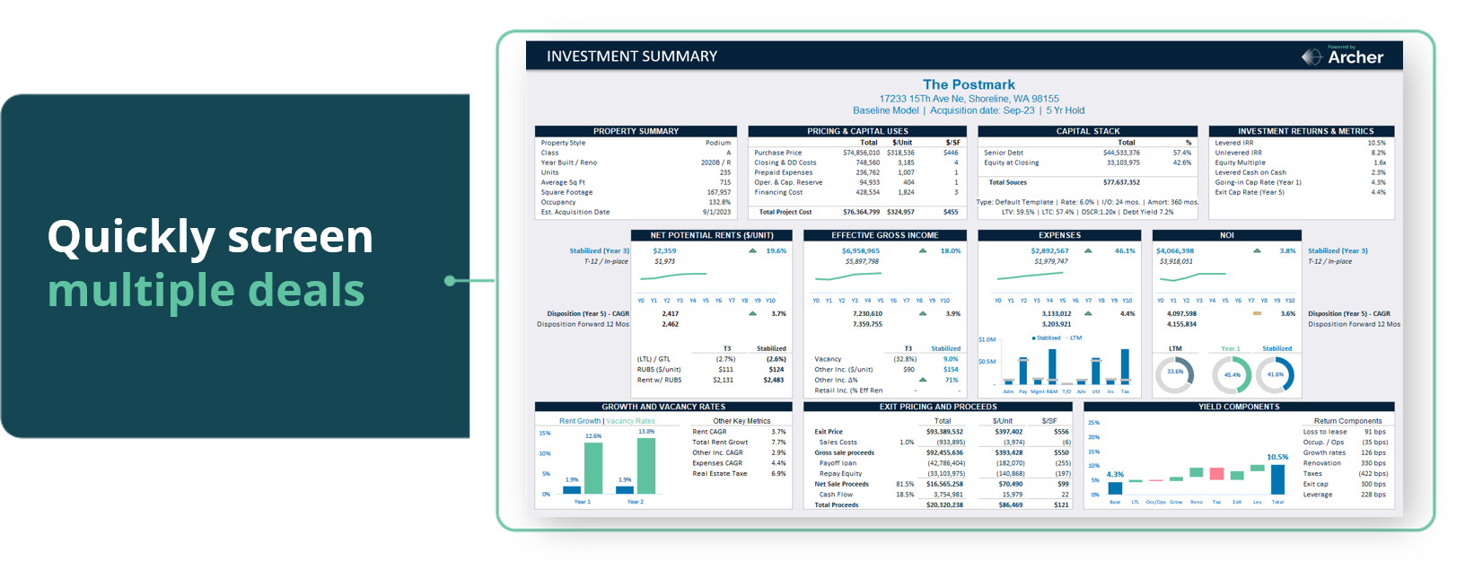 Quickly screen multiple deals