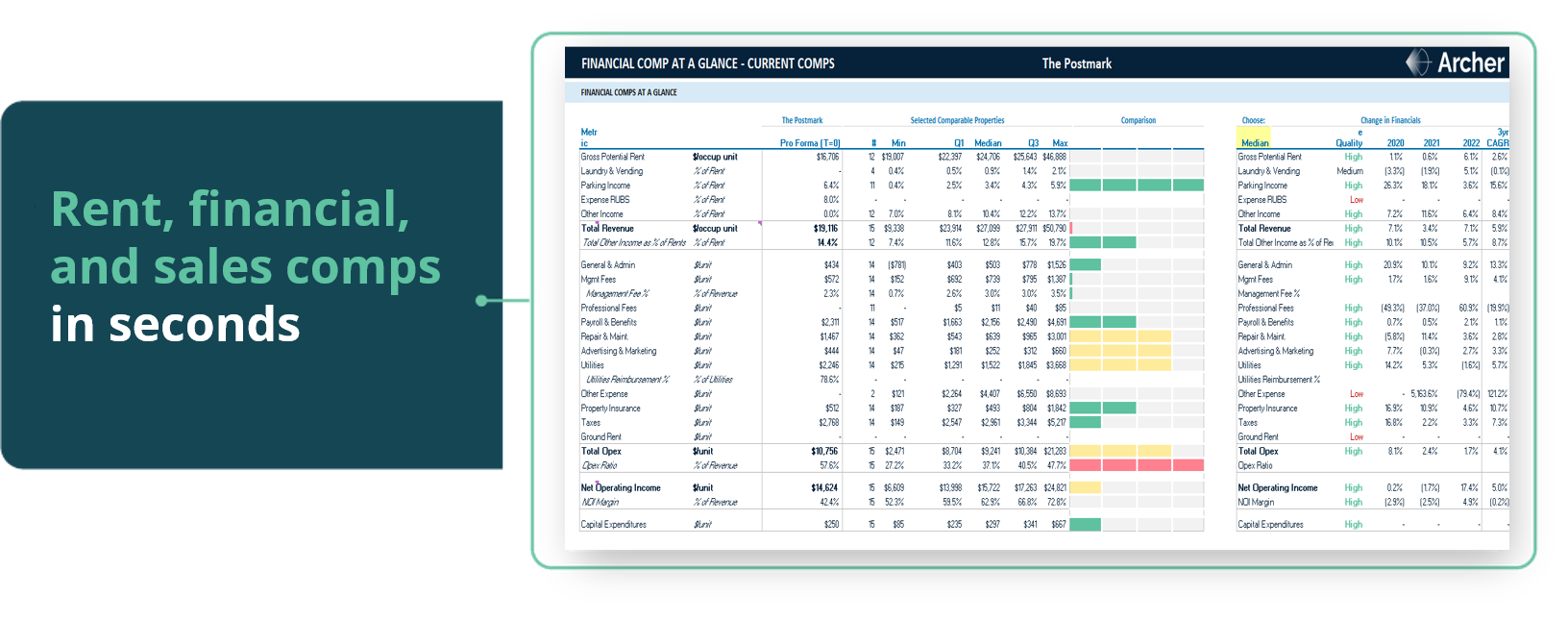 Rent, financial, and sales comps in seconds