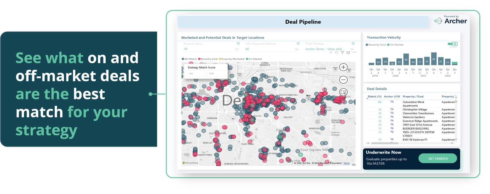 See what on and off-market deals are the best match for your strategy